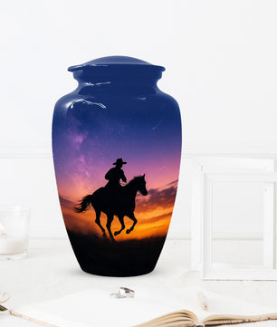 Cowboy Sunset Urn for Adult Ashes | Western Cowboy Urn for Dad