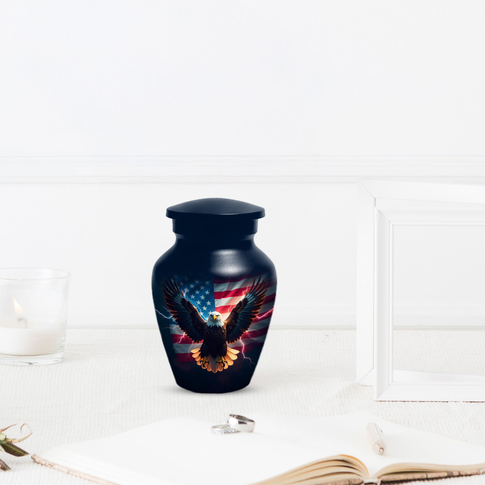 Patriotic Eagle Urn for Human Ashes | American Flag Eagle Adult Cremation Urn Memorial