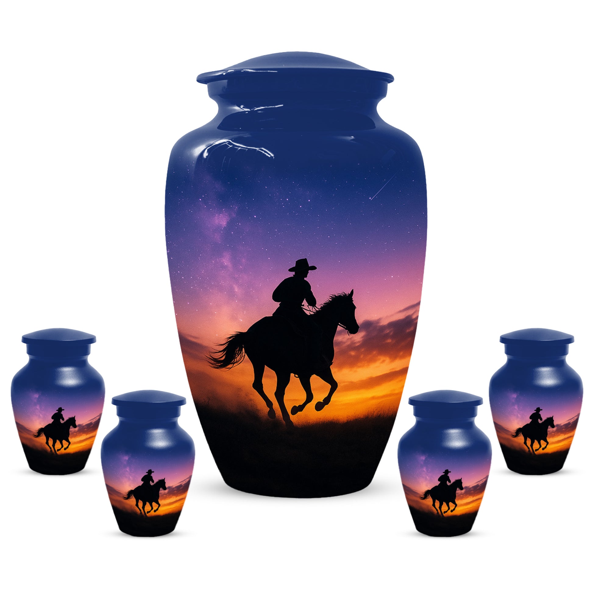 Cowboy Sunset Urn for Adult Ashes | Western Cowboy Urn for Dad