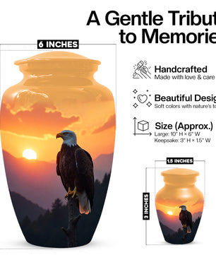 Eagle Sunset Urn for Human Ashes | Majestic Eagle Sunset Adult Cremation Urn