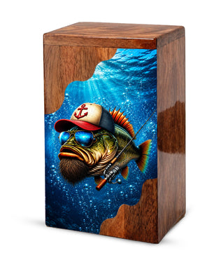 Gone Fishing Wooden Cremation Urn – Personalized Memorial Urn for Human Ashes