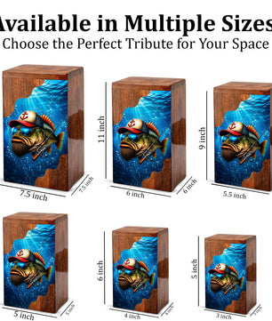 Gone Fishing Wooden Cremation Urn – Personalized Memorial Urn for Human Ashes