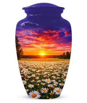 Personalized Daisy Sunset Cremation Urn | Adult, Large, Mini & Keepsake Urn for Human Ashes