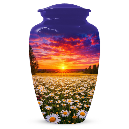 Personalized Daisy Sunset Cremation Urn | Adult, Large, Mini & Keepsake Urn for Human Ashes