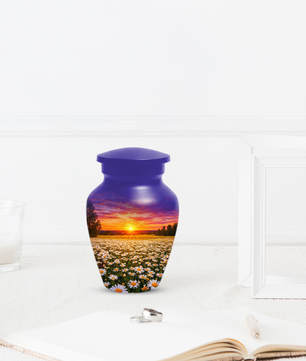 Personalized Daisy Sunset Cremation Urn | Adult, Large, Mini & Keepsake Urn for Human Ashes
