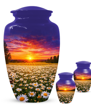 Personalized Daisy Sunset Cremation Urn | Adult, Large, Mini & Keepsake Urn for Human Ashes