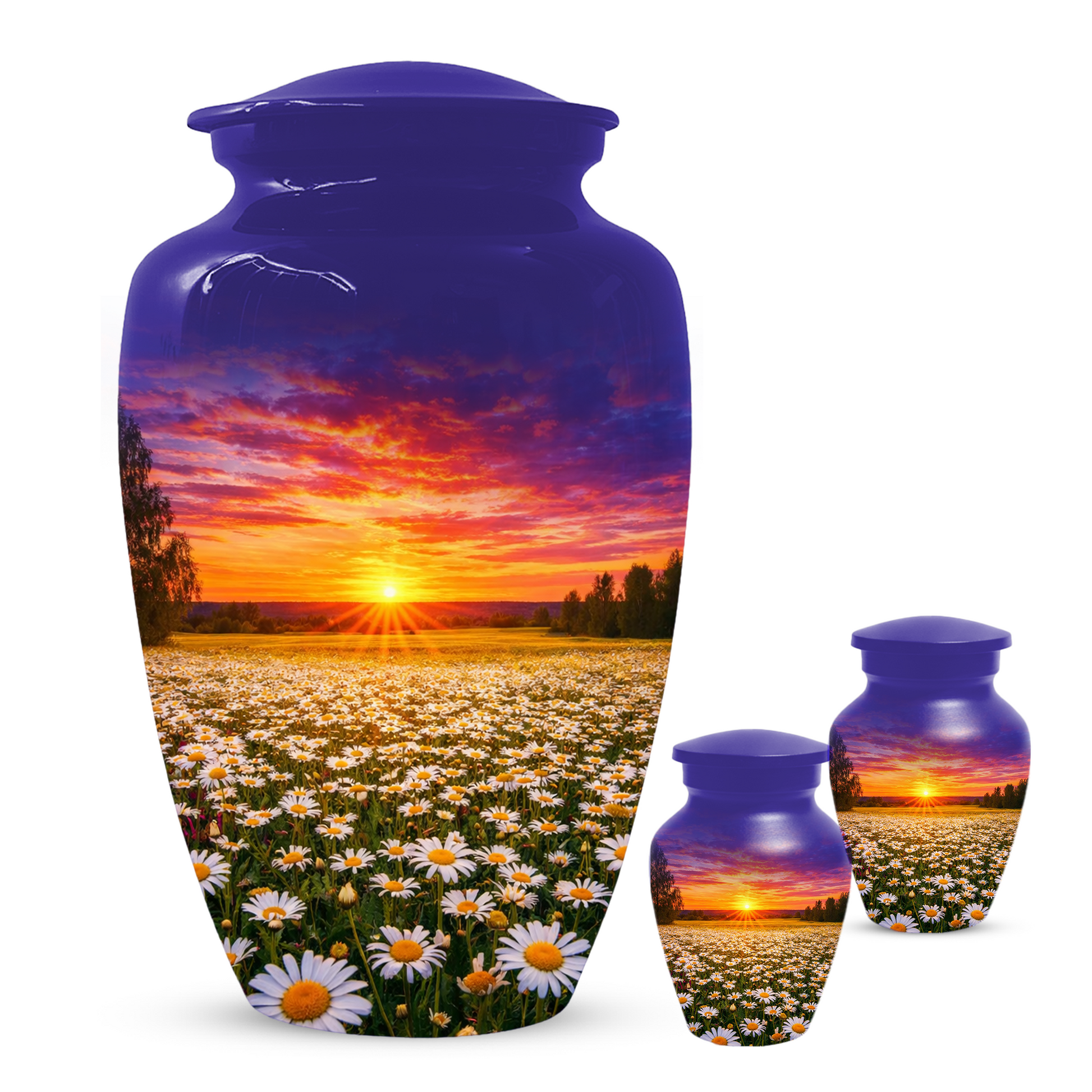 Personalized Daisy Sunset Cremation Urn | Adult, Large, Mini & Keepsake Urn for Human Ashes