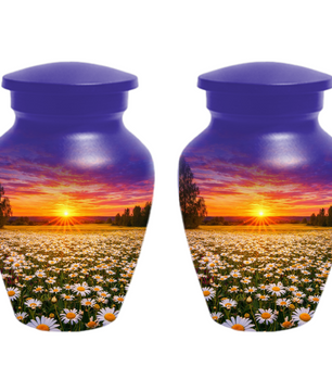 Personalized Daisy Sunset Cremation Urn | Adult, Large, Mini & Keepsake Urn for Human Ashes