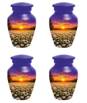 Personalized Daisy Sunset Cremation Urn | Adult, Large, Mini & Keepsake Urn for Human Ashes