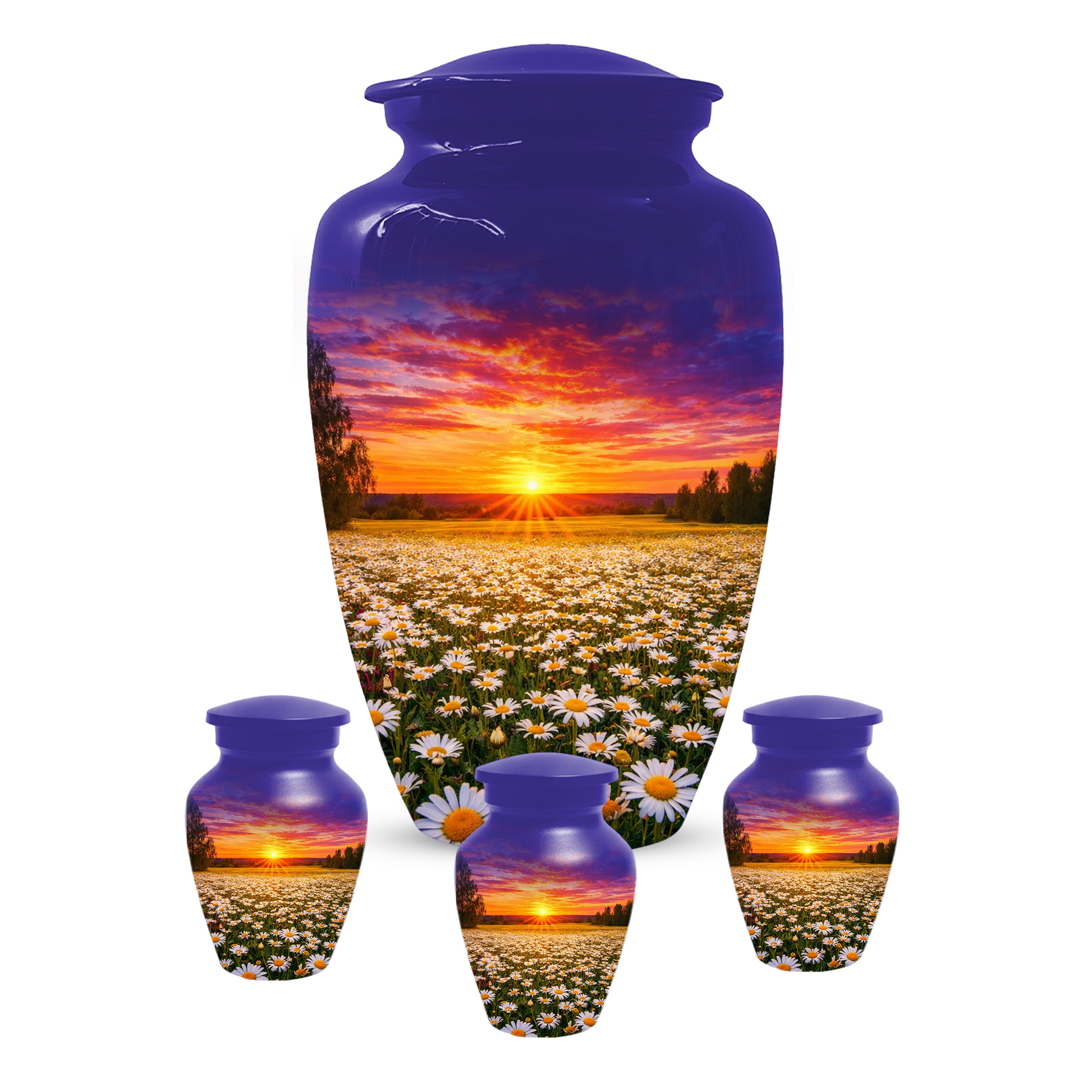 Personalized Daisy Sunset Cremation Urn | Adult, Large, Mini & Keepsake Urn for Human Ashes