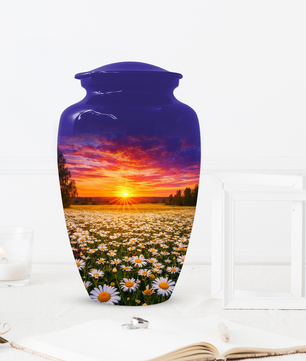 Personalized Daisy Sunset Cremation Urn | Adult, Large, Mini & Keepsake Urn for Human Ashes