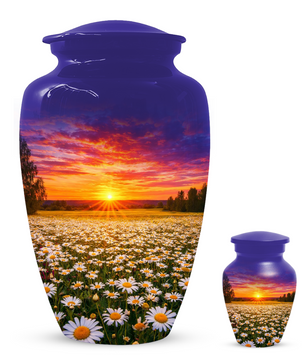 Personalized Daisy Sunset Cremation Urn | Adult, Large, Mini & Keepsake Urn for Human Ashes