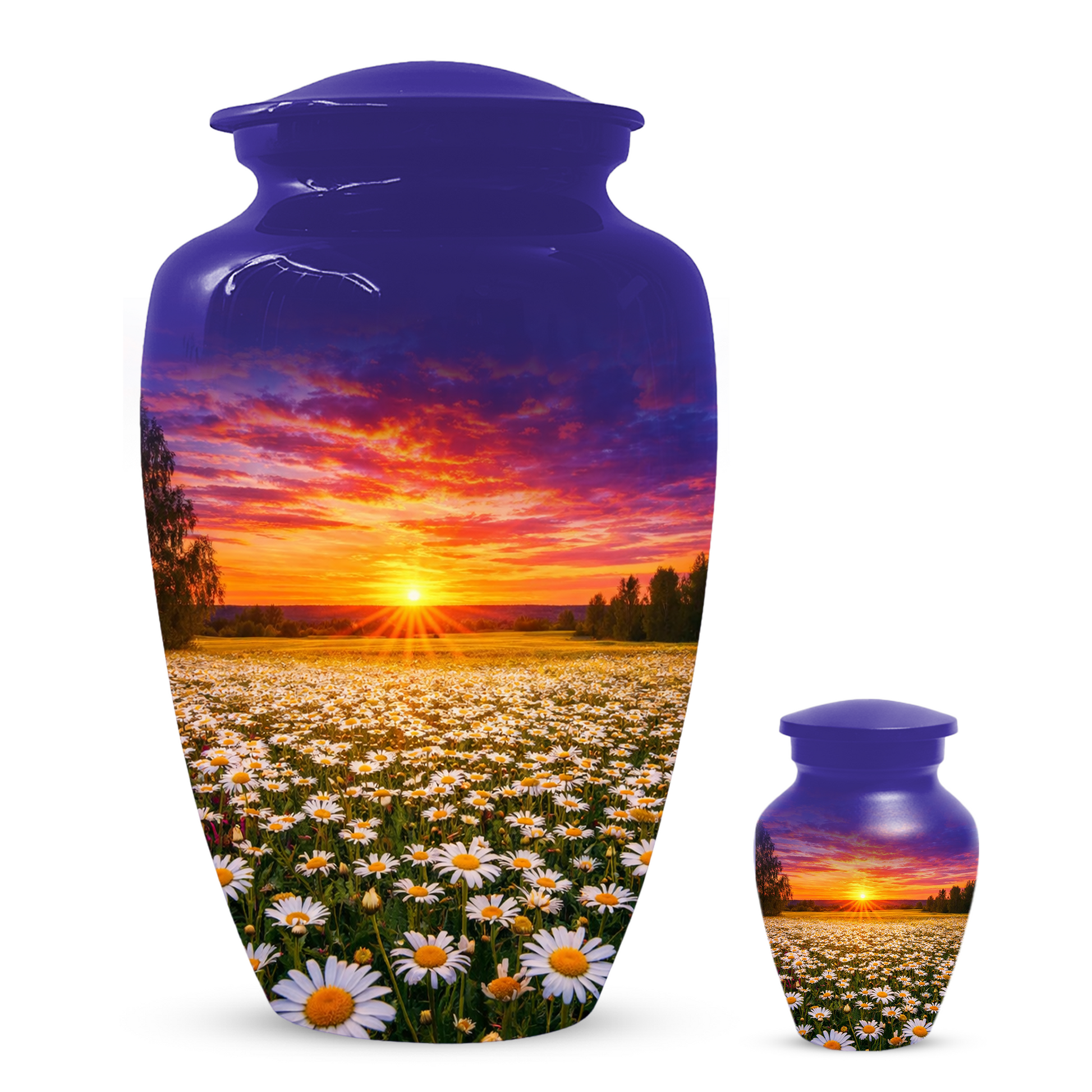 Personalized Daisy Sunset Cremation Urn | Adult, Large, Mini & Keepsake Urn for Human Ashes