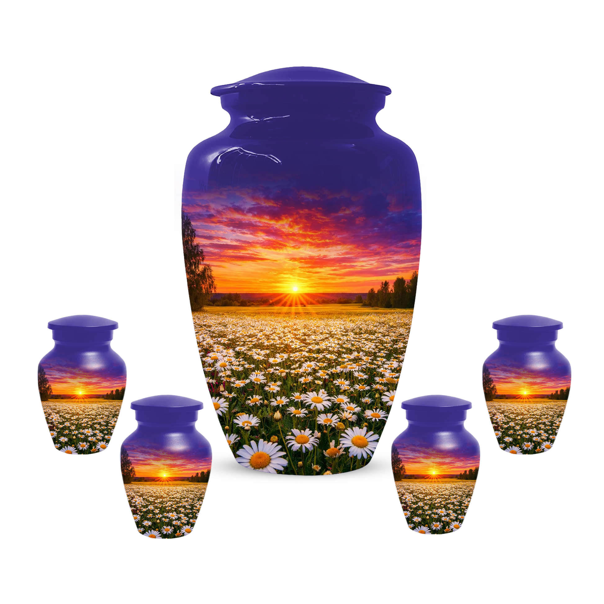 Personalized Daisy Sunset Cremation Urn | Adult, Large, Mini & Keepsake Urn for Human Ashes