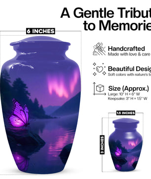 Purple Butterfly Purple Urn for Human Ashes | Elegant Purple Butterfly Cremation Urn for Adult Ashes