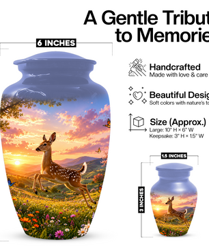 Deer Cremation Urn for Ashes -  Personalized Wildlife Memorial for Mom