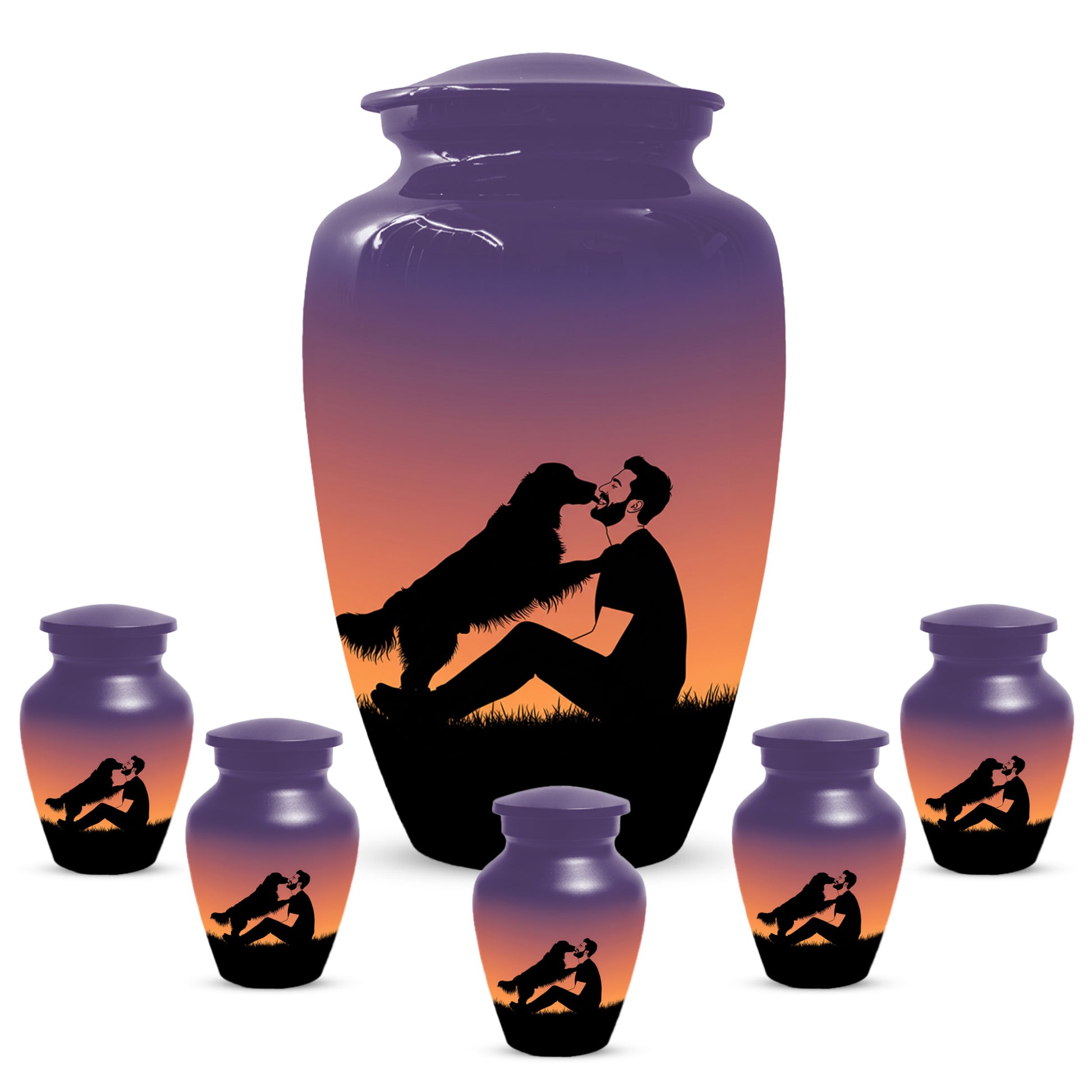 Dog & Dad Sunset Cremation Urn – Memorial Urn for Dad, Father & Men