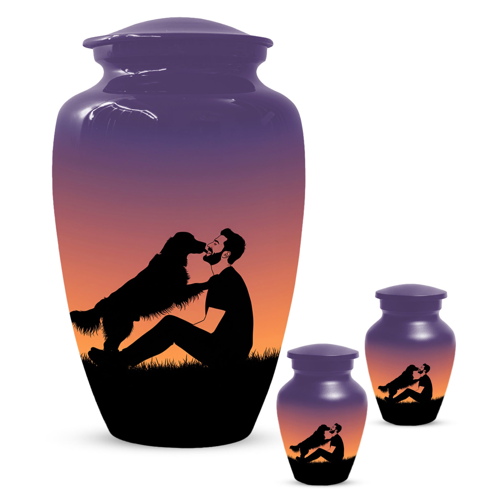 Dog & Dad Sunset Cremation Urn – Memorial Urn for Dad, Father & Men