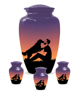 Dog & Dad Sunset Cremation Urn – Memorial Urn for Dad, Father & Men