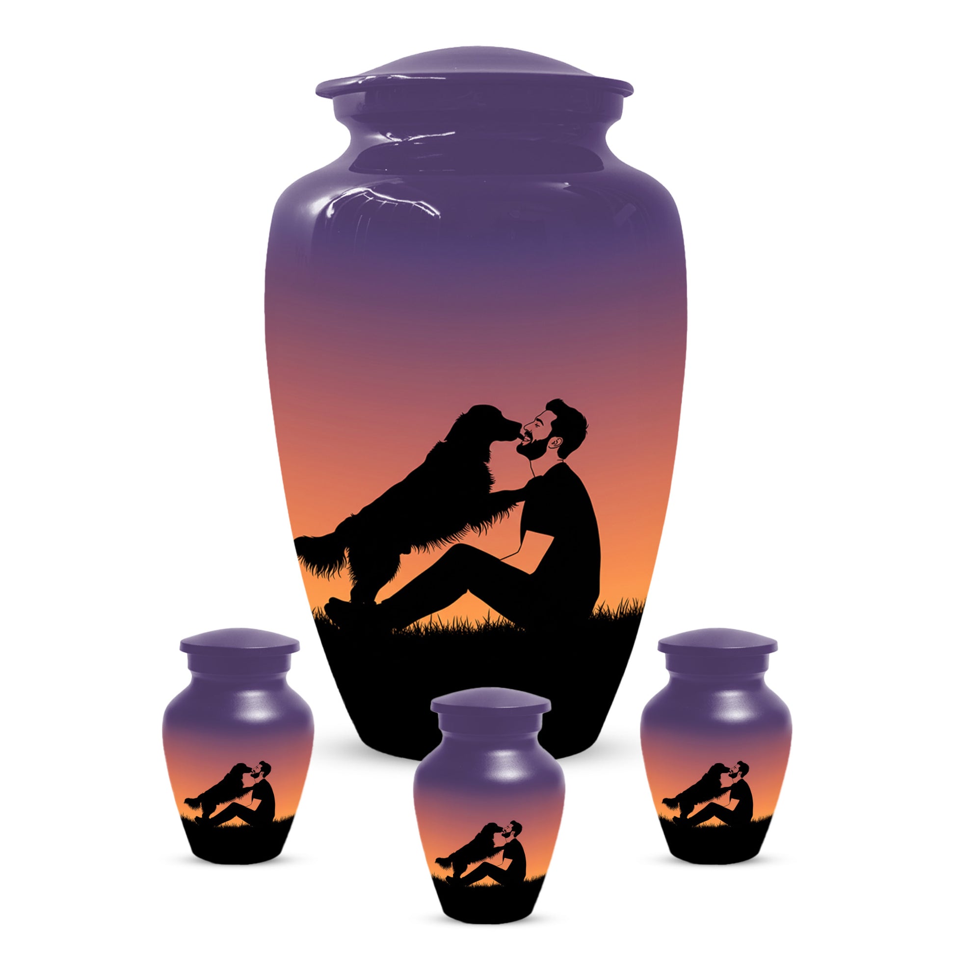 Dog & Dad Sunset Cremation Urn – Memorial Urn for Dad, Father & Men