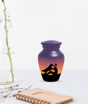 Dog & Dad Sunset Cremation Urn – Memorial Urn for Dad, Father & Men
