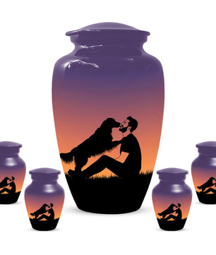 Dog & Dad Sunset Cremation Urn – Memorial Urn for Dad, Father & Men