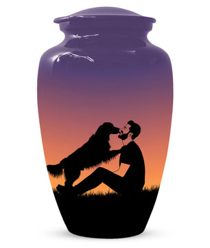 Dog & Dad Sunset Cremation Urn – Memorial Urn for Dad, Father & Men