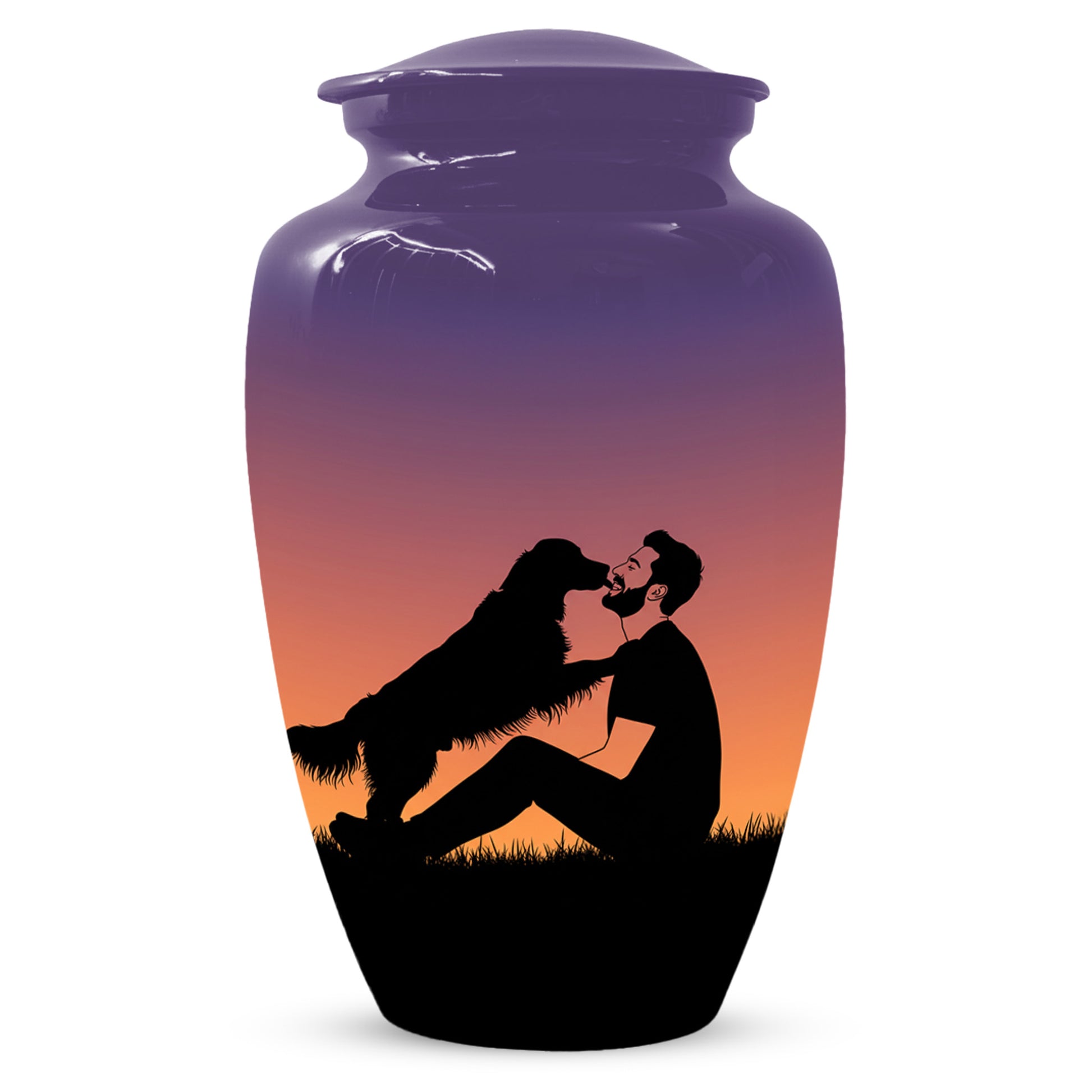 Dog & Dad Sunset Cremation Urn – Memorial Urn for Dad, Father & Men