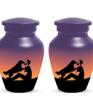 Dog & Dad Sunset Cremation Urn – Memorial Urn for Dad, Father & Men