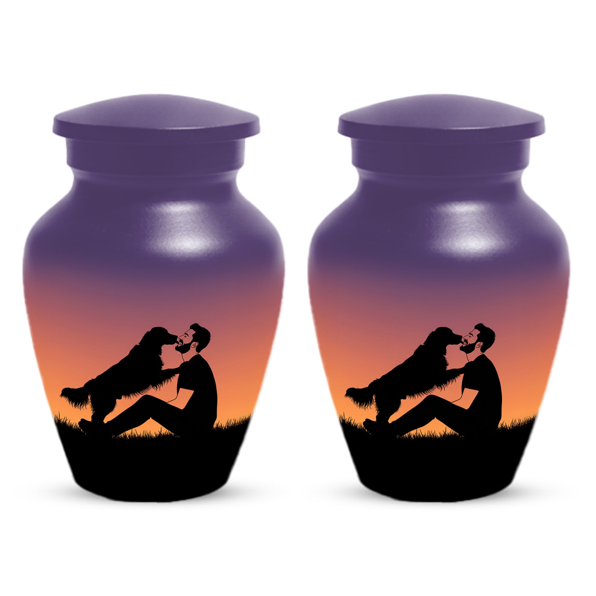 Dog & Dad Sunset Cremation Urn – Memorial Urn for Dad, Father & Men