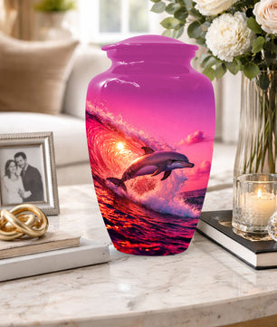 Ocean Dolphin Memorial  Urn for Ashes - Beach Cremation Keepsake  Urns for Mom