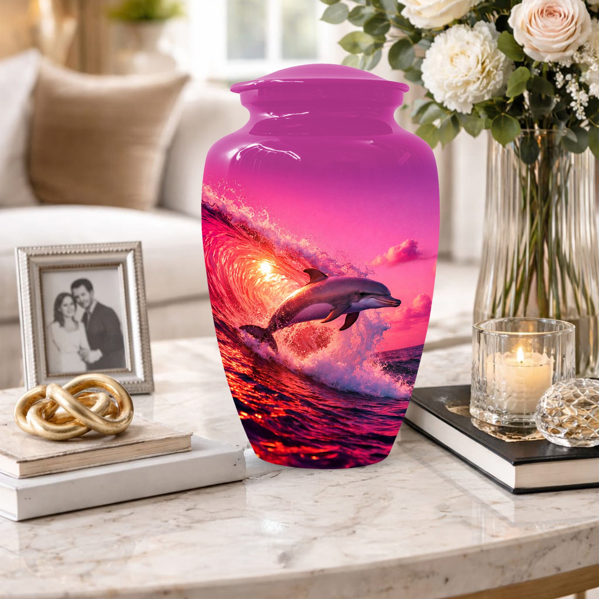 Ocean Dolphin Memorial  Urn for Ashes - Beach Cremation Keepsake  Urns for Mom