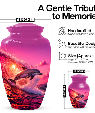 Ocean Dolphin Memorial  Urn for Ashes - Beach Cremation Keepsake  Urns for Mom