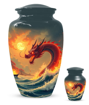 Sea Dragon Urn for Human Ashes | Adult Cremation Urn | Ocean Dragon Memorial Funeral Urn