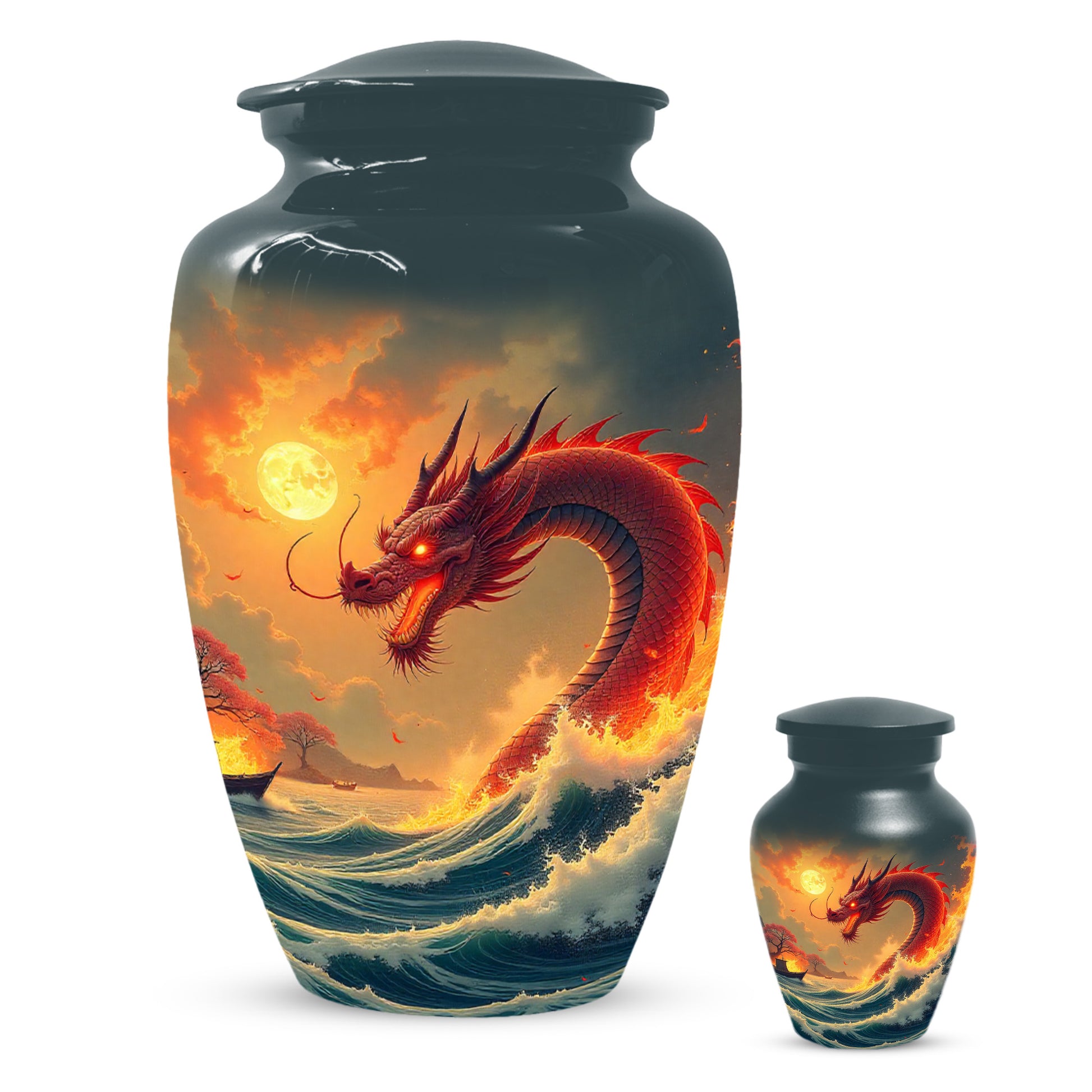 Sea Dragon Urn for Human Ashes | Adult Cremation Urn | Ocean Dragon Memorial Funeral Urn
