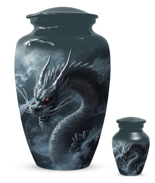 Black Dragon Urn for Human Ashes | Adult Cremation Urn | Mystical Dragon Memorial Funeral Urn
