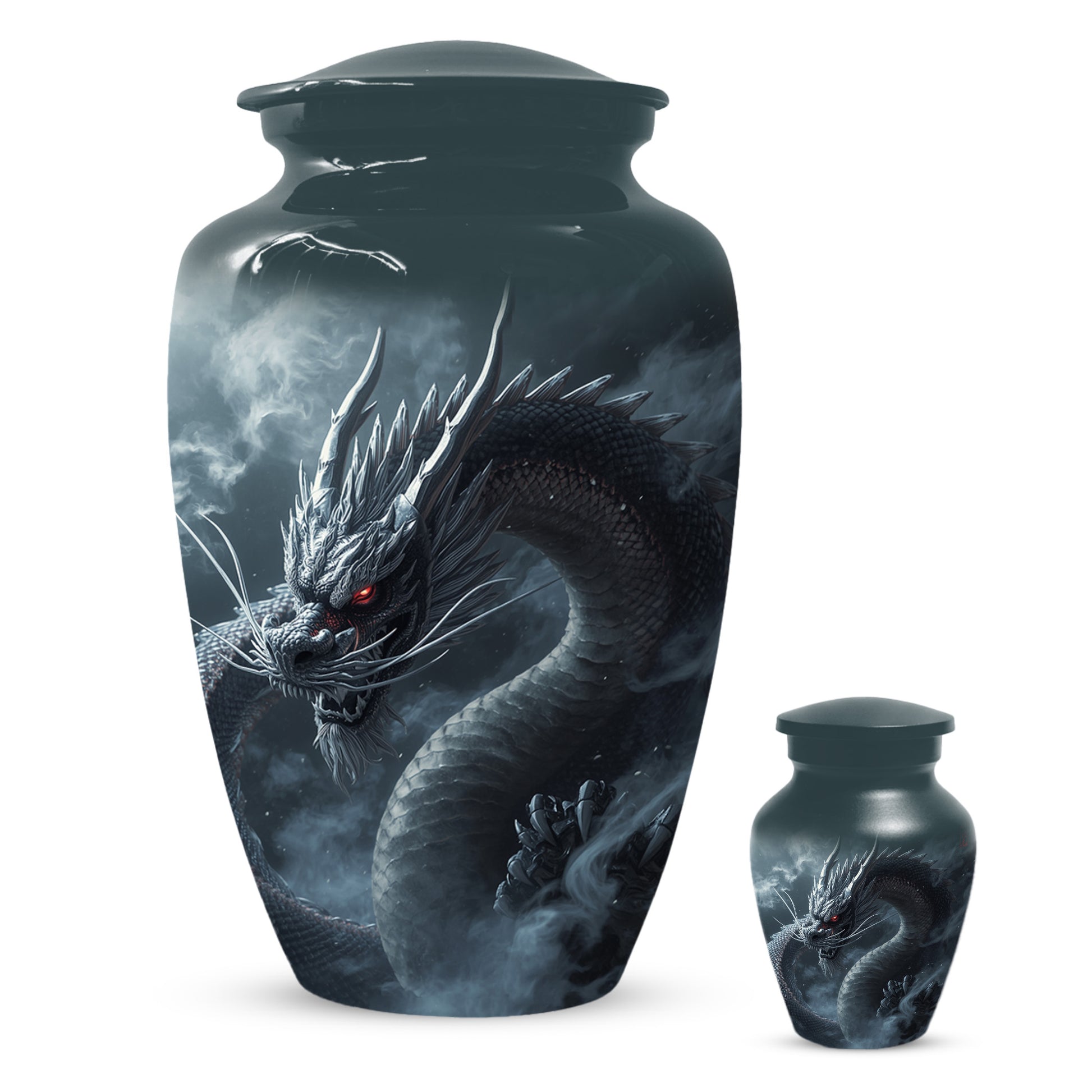 Black Dragon Urn for Human Ashes | Adult Cremation Urn | Mystical Dragon Memorial Funeral Urn