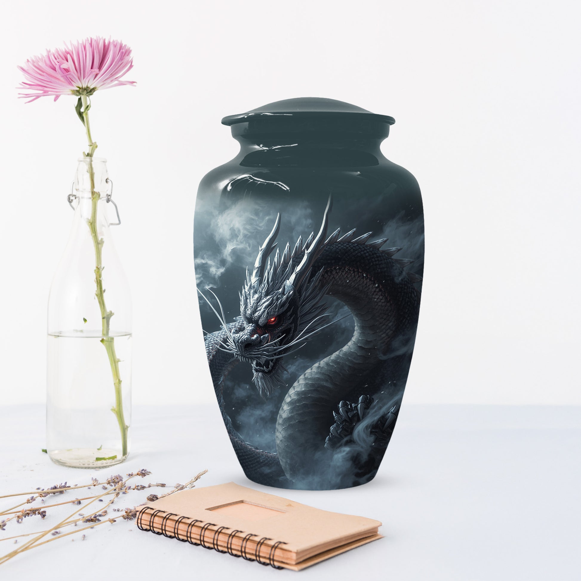Black Dragon Urn for Human Ashes | Adult Cremation Urn | Mystical Dragon Memorial Funeral Urn