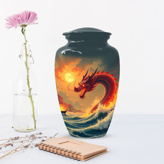 Sea Dragon Urn for Human Ashes | Adult Cremation Urn | Ocean Dragon Memorial Funeral Urn