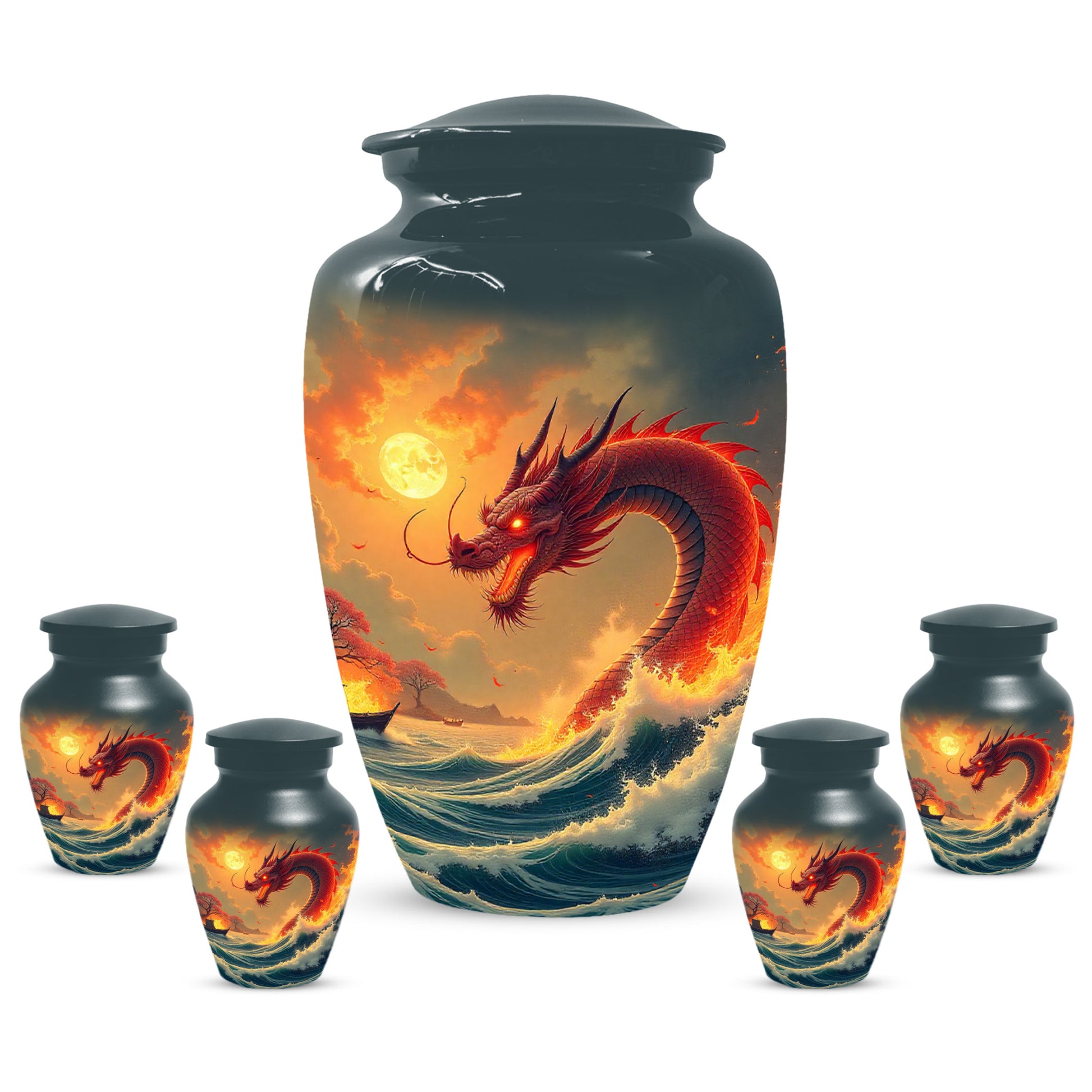 Sea Dragon Urn for Human Ashes | Adult Cremation Urn | Ocean Dragon Memorial Funeral Urn