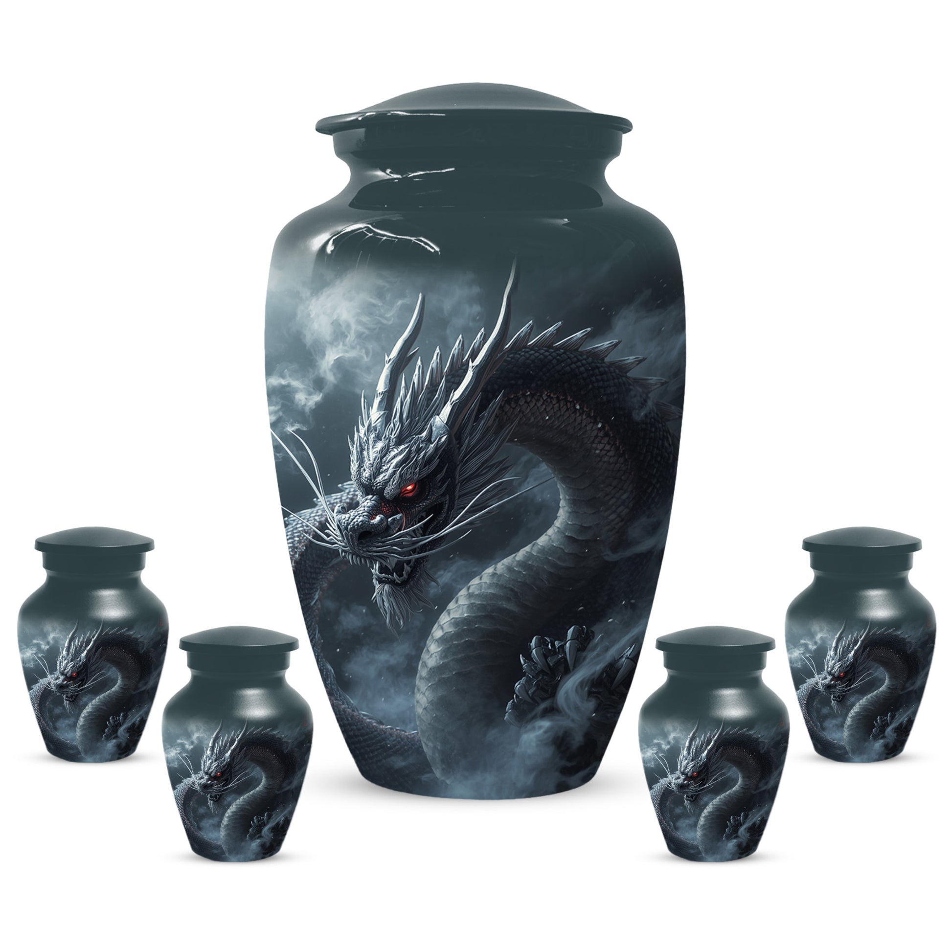 Black Dragon Urn for Human Ashes | Adult Cremation Urn | Mystical Dragon Memorial Funeral Urn