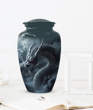 Black Dragon Urn for Human Ashes | Adult Cremation Urn | Mystical Dragon Memorial Funeral Urn
