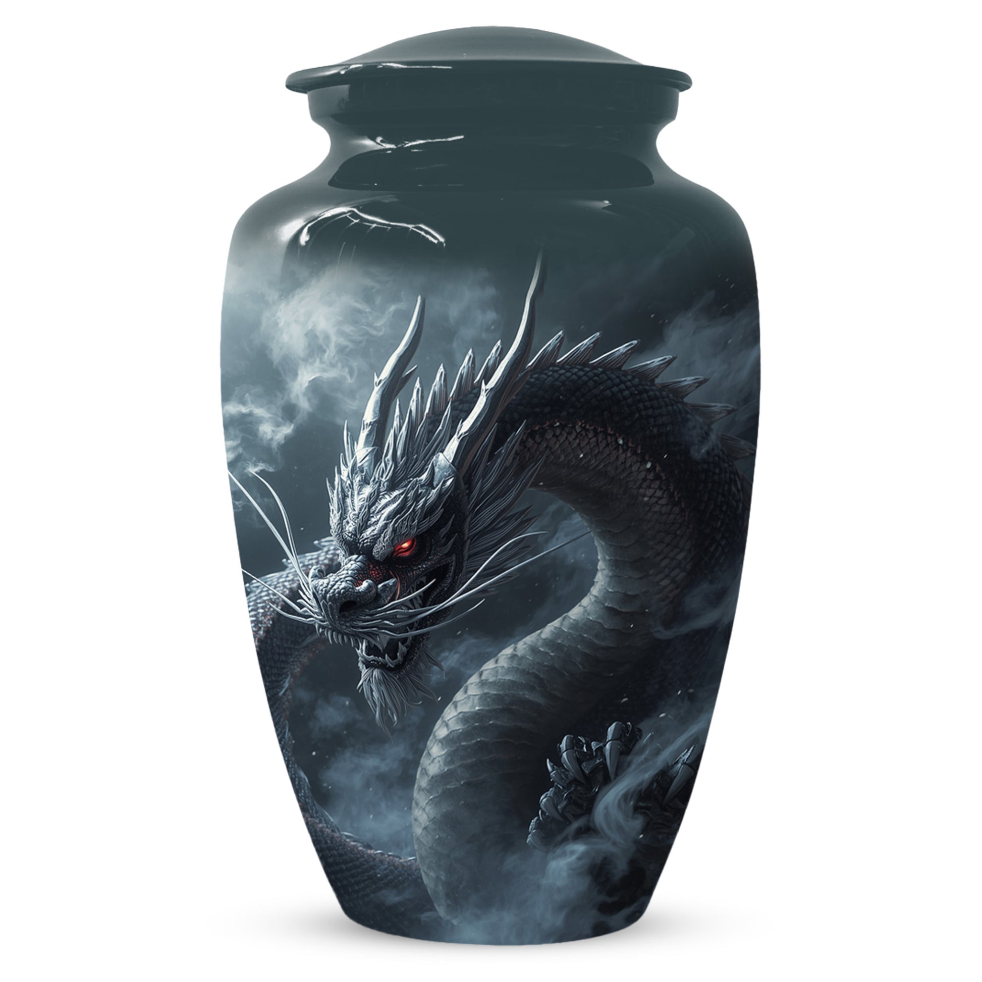 Black Dragon Urn for Human Ashes | Adult Cremation Urn | Mystical Dragon Memorial Funeral Urn