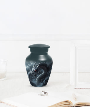 Black Dragon Urn for Human Ashes | Adult Cremation Urn | Mystical Dragon Memorial Funeral Urn