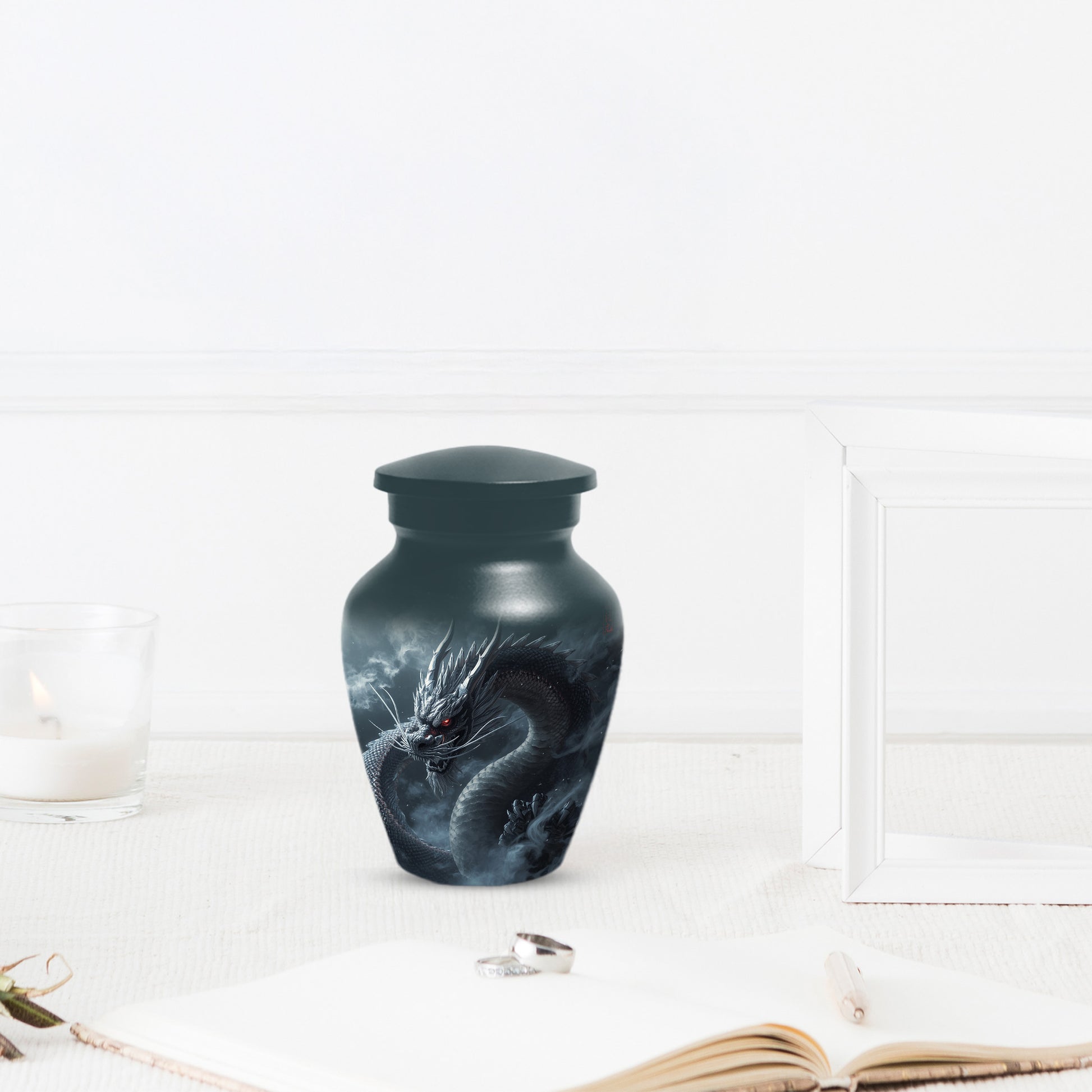 Black Dragon Urn for Human Ashes | Adult Cremation Urn | Mystical Dragon Memorial Funeral Urn