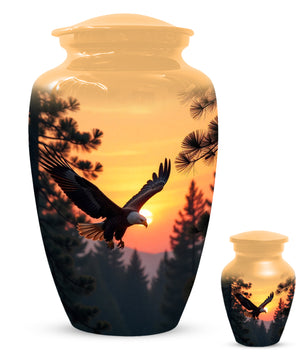 Majestic Eagle Sunset Adult Urn for Human Ashes | Scenic Eagle Adult Cremation Urn Memorial
