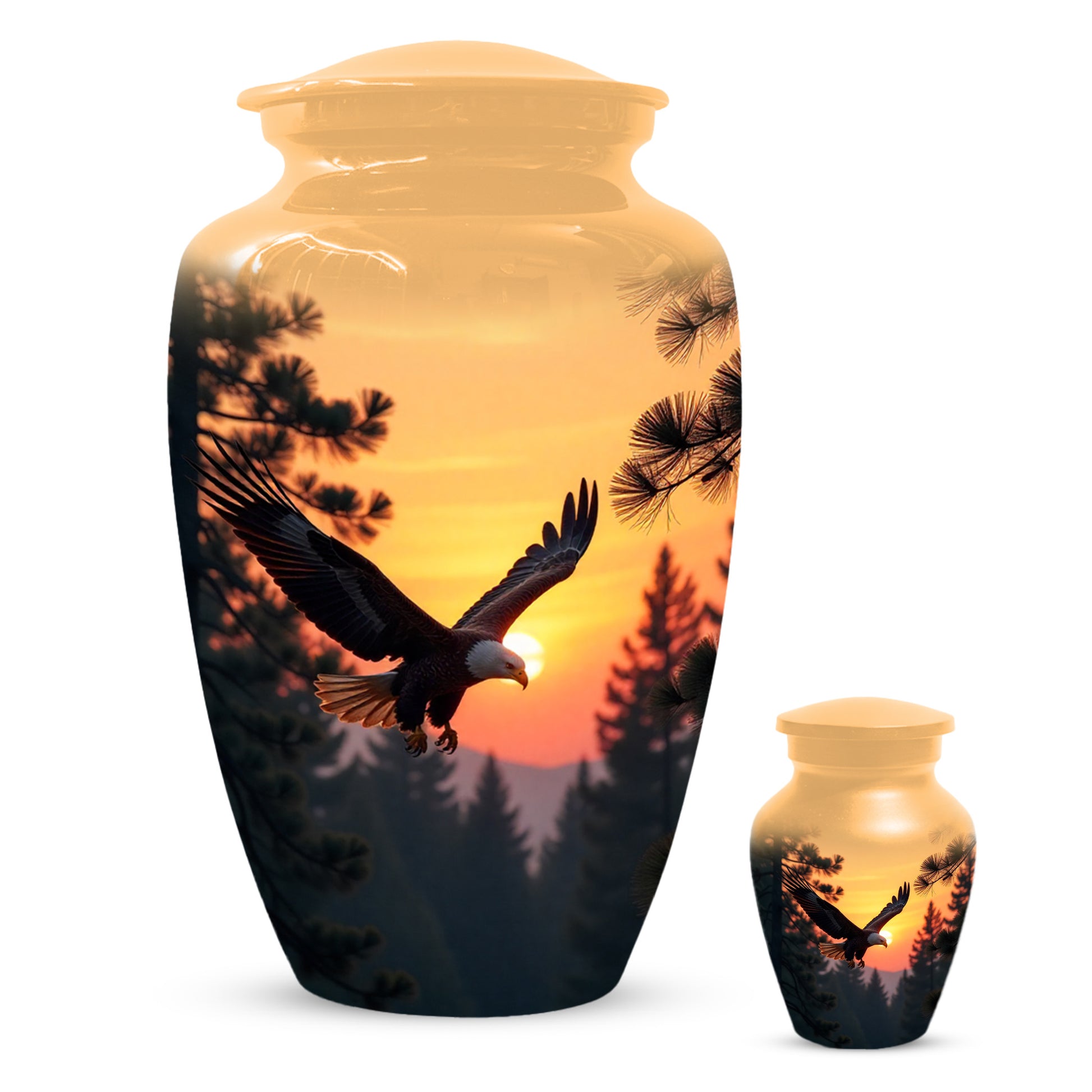 Majestic Eagle Sunset Adult Urn for Human Ashes | Scenic Eagle Adult Cremation Urn Memorial
