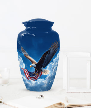 Flying Patriotic Eagle Urn for Human Ashes | American Eagle Adult Cremation Urn