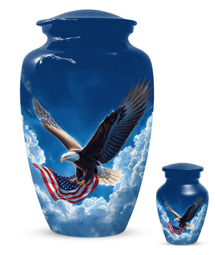 Flying Patriotic Eagle Urn for Human Ashes | American Eagle Adult Cremation Urn