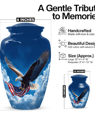 Flying Patriotic Eagle Urn for Human Ashes | American Eagle Adult Cremation Urn